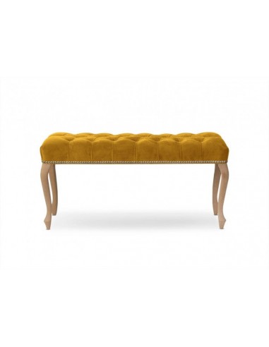 Banc rembourré en tissu, avec pieds en bois Ingrid Medium Jaune / Hêtre, l100xA40xH49 cm shop