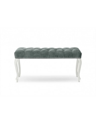 Banc rembourré en tissu, avec pieds en bois Ingrid Large Gris / Blanc, l120xA40xH49 cm du meilleur 