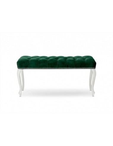 Banc rembourré en tissu, avec pieds en bois Ingrid Large Vert / Blanc, l120xA40xH49 cm à prix réduit toute l'année