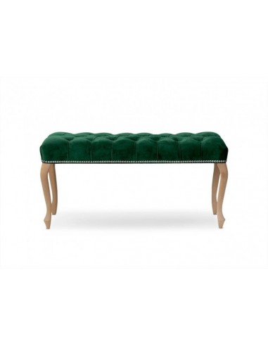 Banc rembourré en tissu, avec pieds en bois Ingrid Large Vert / Hêtre, l120xA40xH49 cm vente chaude votre 