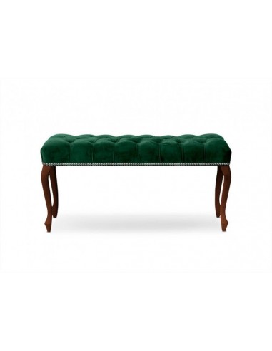 Banc rembourré en tissu, avec pieds en bois Ingrid Large Vert / Noyer, l120xA40xH49 cm de l' environnement