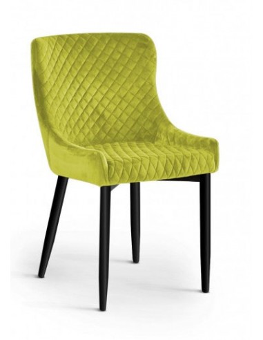 Chaise rembourrée avec tissu et pieds en métal Logano Velvet Lime / Noir, l53xA62xH82 cm online