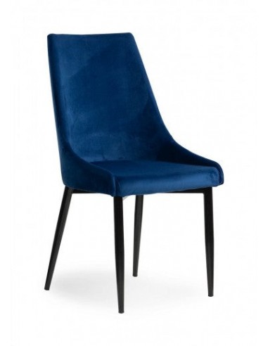 Chaise rembourrée en tissu, avec pieds en métal Luis Velvet Bleu / Noir, l49xA59xH95 cm JUSQU'A -70%! 