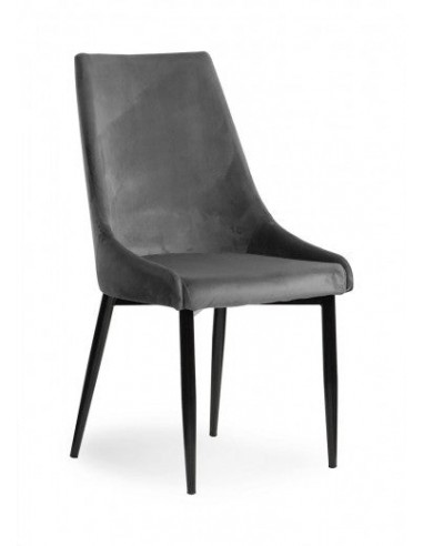 Chaise rembourrée en tissu, avec pieds en métal Luis Velvet Gris / Noir, l49xA59xH95 cm rembourrage situé sous