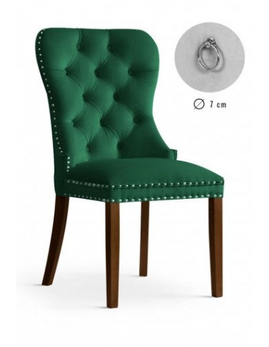 Chaise rembourrée avec tissu et pieds en bois Madame Velvet Vert / Noyer, l51xA63xH99 cm votre restaurant rapide dans 