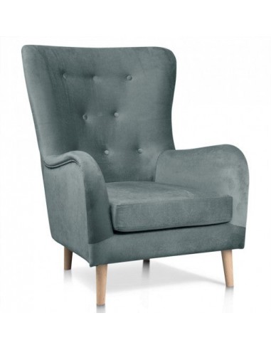 Fauteuil fixe recouvert de tissu, avec pieds en bois Marshal Gris / Chêne, l85xA96xH103 cm Le MVP de beaucoup