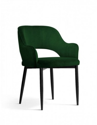 Chaise rembourrée avec tissu et pieds en métal Mercy Velvet Vert / Noir, l53xA60xH79 cm Les magasins à Paris et en Île-de-France