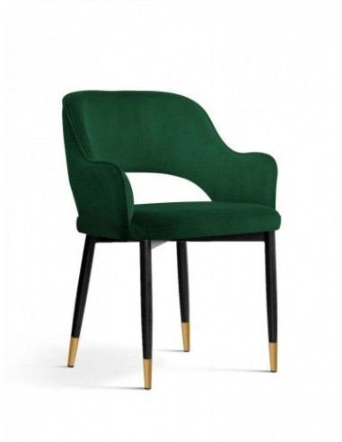 Chaise rembourrée avec tissu et pieds en métal Mercy Velvet Vert / Noir / Or, l53xA60xH79 cm la livraison gratuite