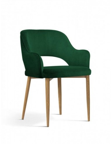 Chaise capitonnée tissu et pieds métal Mercy Velvet Vert / Chêne, l53xA60xH79 cm livraison gratuite