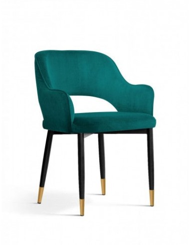 Chaise rembourrée avec tissu et pieds en métal Mercy Velvet Turquoise / Noir / Or, l53xA60xH79 cm votre