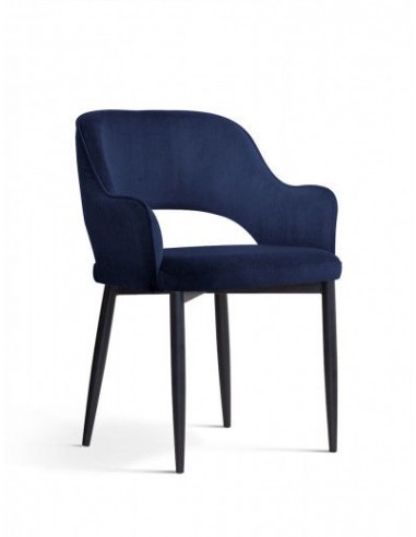 Chaise rembourrée avec tissu et pieds en métal Mercy Velvet Navy / Noir, l53xA60xH79 cm Les êtres humains sont 