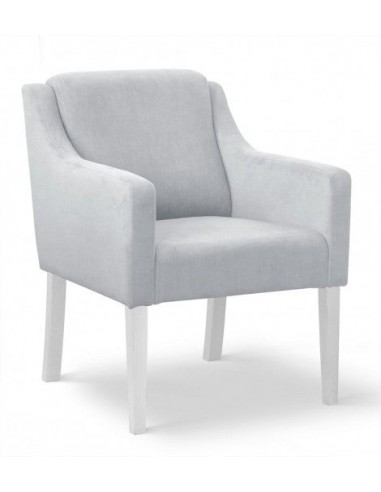 Fauteuil fixe tapissé de tissu et pieds en bois Velours Milo Argent / Blanc, l68xA66xH85 cm 2 - 3 jours ouvrés.