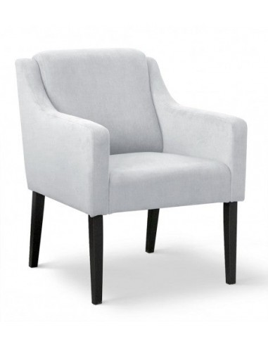 Fauteuil fixe tapissé de tissu et pieds en bois Velours Milo Argent / Noir, l68xA66xH85 cm la livraison gratuite