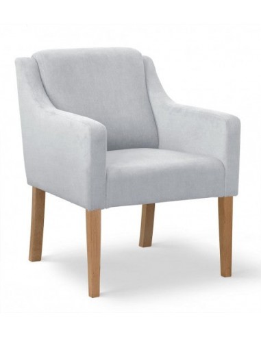 Fauteuil fixe tapissé de tissu et pieds en bois Velours Milo Argent / Chêne, l68xA66xH85 cm le des métaux précieux