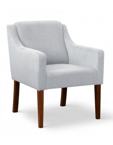 Fauteuil fixe tapissé de tissu et pieds en bois Velours Milo Argent / Noyer, l68xA66xH85 cm votre