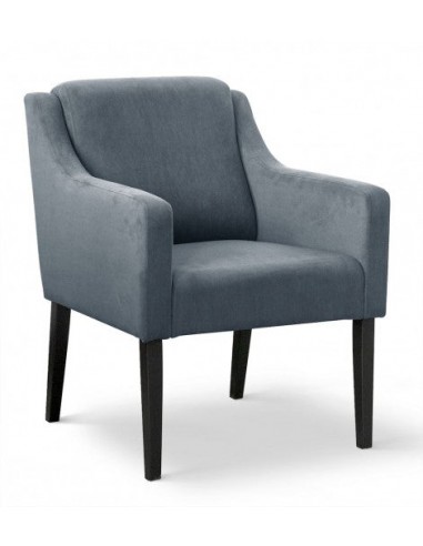 Fauteuil fixe tapissé de tissu et pieds en bois Velours Milo Gris / Noir, l68xA66xH85 cm pas cher chine