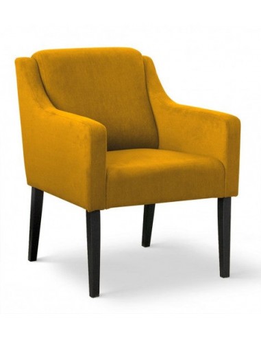 Fauteuil fixe tapissé de tissu et pieds en bois Velours Milo Jaune / Noir, l68xA66xH85 cm la livraison gratuite