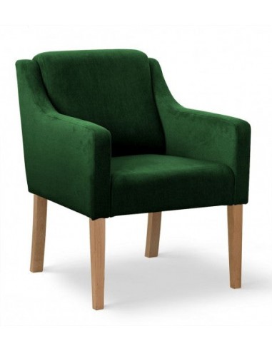 Fauteuil fixe tapissé de tissu et pieds en bois Velours Milo Vert / Chêne, l68xA66xH85 cm une grave pollution 