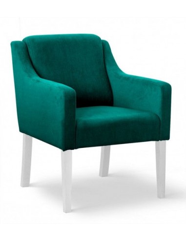 Fauteuil fixe tapissé de tissu et pieds en bois Velours Milo Turquoise / Blanc, l68xA66xH85 cm du meilleur 