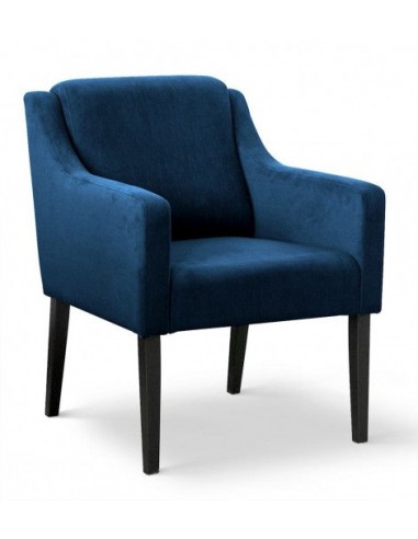 Fauteuil fixe tapissé de tissu et pieds en bois Velours Milo Bleu / Noir, l68xA66xH85 cm du meilleur 