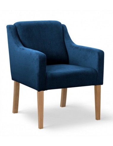 Fauteuil fixe tapissé de tissu et pieds en bois Velours Milo Bleu / Chêne, l68xA66xH85 cm Découvrez la collection