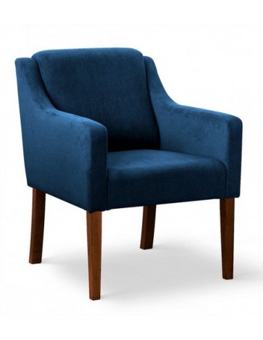 Fauteuil fixe tapissé de tissu et pieds en bois Velours Milo Bleu / Noyer, l68xA66xH85 cm une grave pollution 