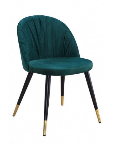 Chaise rembourrée avec tissu et pieds en métal Velours Monza Vert / Noir / Or, l51xA53xH78 cm pas cher chine