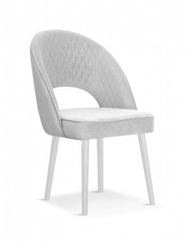 Chaise rembourrée avec tissu et pieds en bois Velours Ponte Argent / Blanc, l56xA63xH89 cm vente chaude votre 