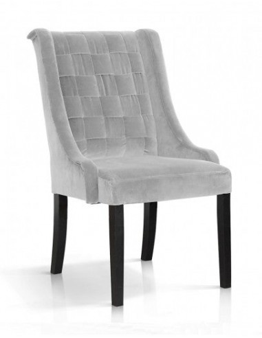 Chaise rembourrée en tissu, avec pieds en bois Prince Velvet Argent / Noir, l55xA70xH105 cm online