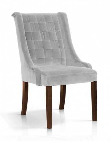 Chaise rembourrée en tissu, avec pieds en bois Prince Velvet d'argent / Noyer, l55xA70xH105 cm suggérées chez