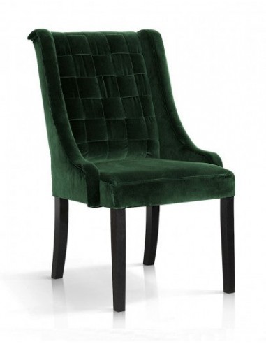 Chaise rembourrée en tissu, avec pieds en bois Prince Velvet Vert / Noir, l55xA70xH105 cm Toutes les collections ici