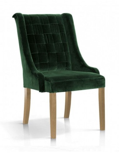 Chaise rembourrée en tissu, avec pieds en bois Prince Velvet Vert / Chêne, l55xA70xH105 cm de technologie