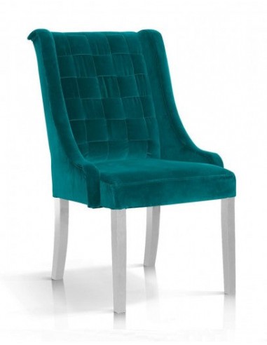 Chaise rembourrée en tissu, avec pieds en bois Prince Velvet Turquoise / Blanc, l55xA70xH105 cm Venez découvrir notre 