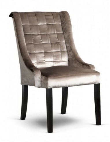 Chaise rembourrée en tissu avec pieds en bois Prince Glamour Velvet Argent / Noir, l55xA70xH105 cm les ligaments