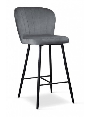 Tabouret de bar rembourré en tissu, avec pieds en métal Shelly Small Gris / Noir, l50xA53xH96 cm meilleur choix