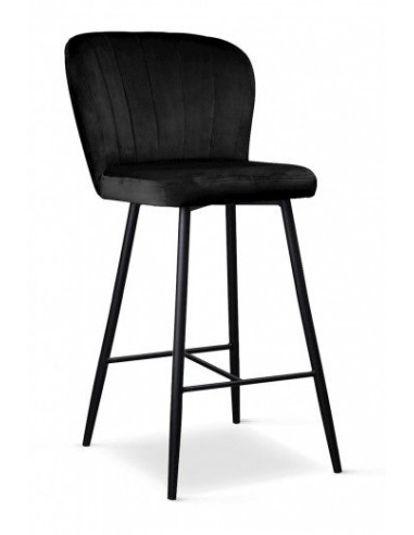 Tabouret de bar rembourré en tissu, avec pieds en métal Shelly Small Noir, l50xA53xH96 cm Comparez plus de prix