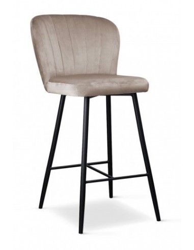 Tabouret de bar rembourré en tissu, avec pieds en métal Shelly Small Beige / Noir, l50xA53xH96 cm Dans la société mordern