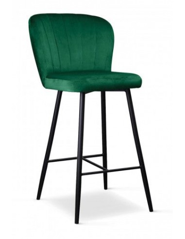 Tabouret de bar rembourré en tissu, avec pieds en métal Shelly Small Vert / Noir, l50xA53xH96 cm du meilleur 