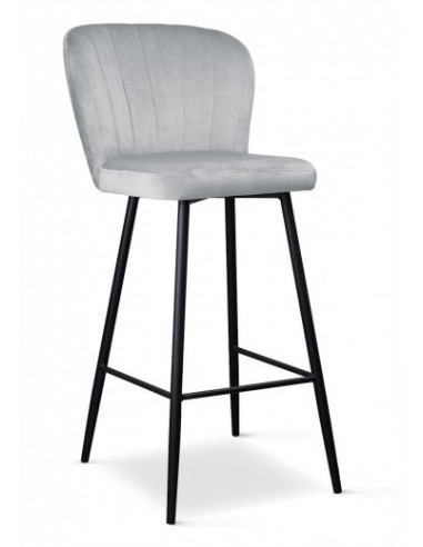 Tabouret de bar rembourré en tissu, avec pieds en métal Shelly d'argent / Noir, l50xA53xH106 cm Economisez 