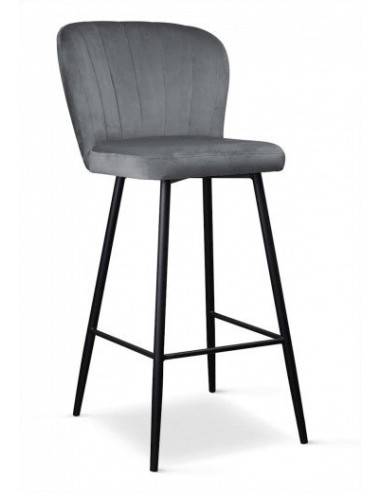 Tabouret de bar rembourré en tissu, avec pieds en métal Shelly Gris / Noir, l50xA53xH106 cm JUSQU'A -70%! 