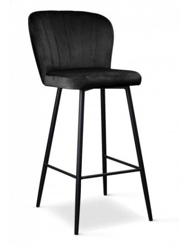 Tabouret de bar rembourré en tissu, avec pieds en métal Shelly Noir, l50xA53xH106 cm vous aussi creer 