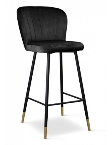 Tabouret de bar rembourré en tissu, avec pieds en métal Shelly Noir / Or, l50xA53xH106 cm Fin de série