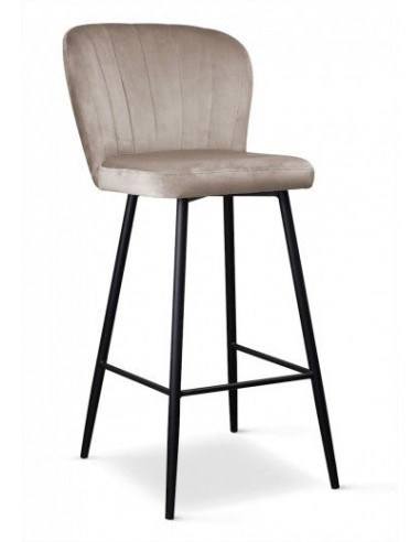 Tabouret de bar rembourré en tissu, avec pieds en métal Shelly Beige / Noir, l50xA53xH106 cm JUSQU'A -70%! 