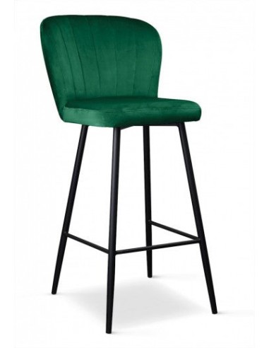 Tabouret de bar rembourré en tissu, avec pieds en métal Shelly Vert / Noir, l50xA53xH106 cm de l' environnement