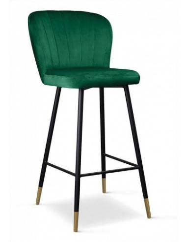 Tabouret de bar rembourré en tissu, avec pieds en métal Shelly Vert / Noir / Or, l50xA53xH106 cm est présent 