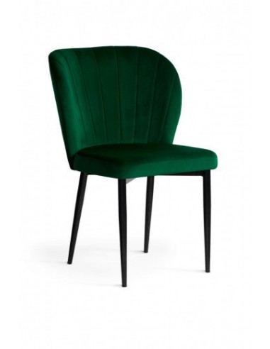 Chaise rembourrée avec pieds en tissu et métal Shelly Velvet Vert / Noir, l58xA63xH86 cm en linge