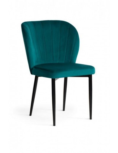 Chaise capitonnée tissu et pieds métal Shelly Velvet Turquoise / Noir, l58xA63xH86 cm d'Europe débarque