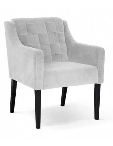 Fauteuil fixe tapissé de tissu et pieds en bois Trevor Velvet d'argent / Noir, l68xA66xH85 cm Les êtres humains sont 