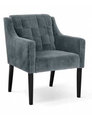 Fauteuil fixe tapissé de tissu et pieds en bois Trevor Velours Gris / Noir, l68xA66xH85 cm du meilleur 