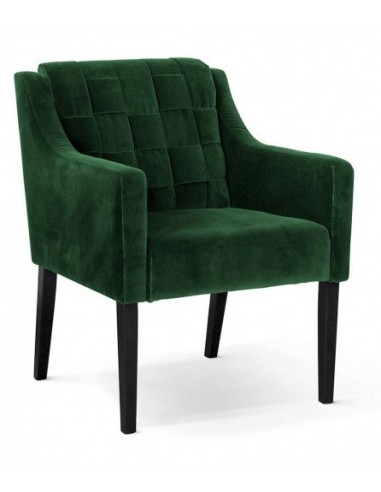 Fauteuil fixe tapissé de tissu et pieds en bois Trevor Velvet Vert / Noir, l68xA66xH85 cm est présent 